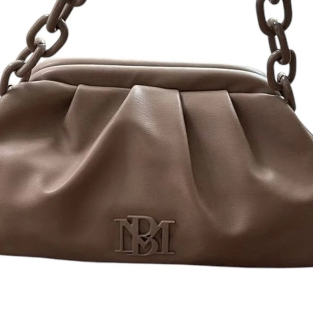 NWT Badgley Mischka  Taupe Color Designer Clutch Detachable Strap - Picture 7 of 10
